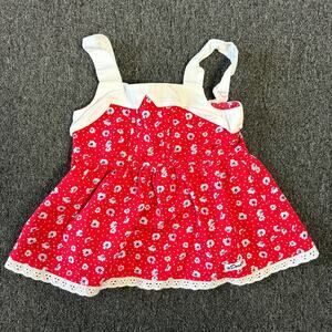 Vintage Y2k Nick Jr Dora Nickelodeon Mini Floral Lace Red White Dress Girls 12M